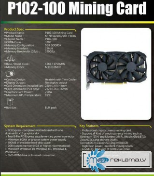 Nvidia P102-100 5gb Gddr5x 256bit Mining Edition